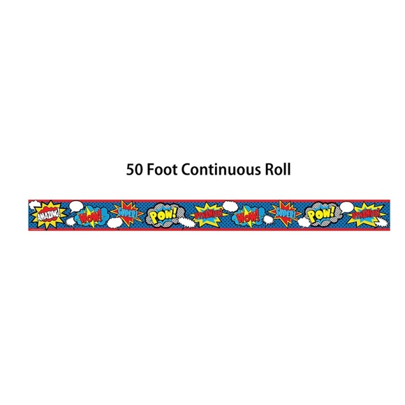 NWT-Teacher Created Resources Superhero Rolled Border Trim, 3” x 50’ - Picture 2 of 9